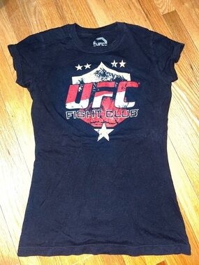 UFC Black Tee with Red and White Shield Logo